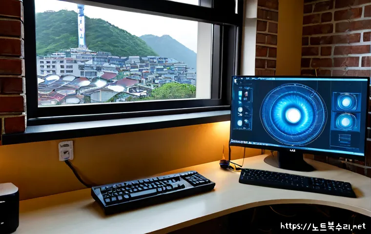 충신동 HARDWARE_INTERRUPT_STORM - Photorealistic remote IT support workstation in a compact Seoul apartment near a quiet hillside neig...