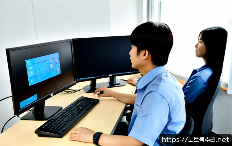 양상동 DEVICE_DRIVER_MISMATCH - Photorealistic IT support workstation in a Yangsang-dong small business office, technician troublesh...