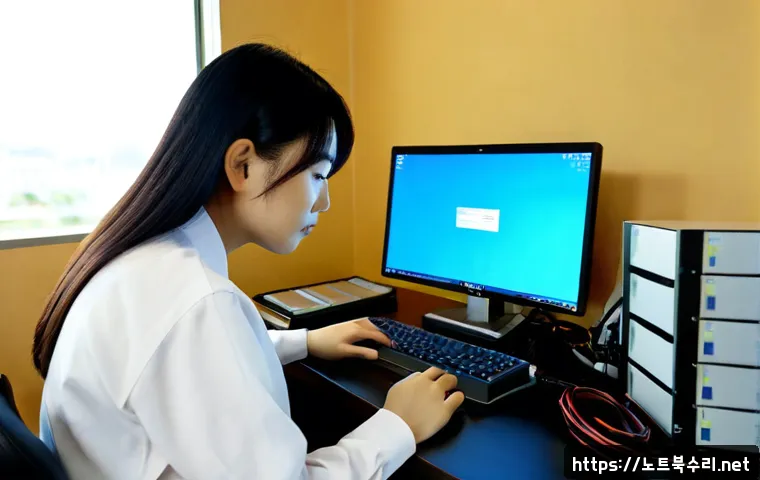 낙성대동 STATUS_KERNEL_MODULE_NOT_FOUND - Photorealistic IT support workstation in a compact Nakseongdae neighborhood office, technician study...