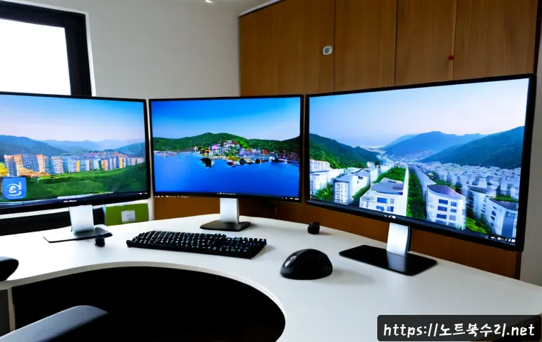 홍제동 SESSION_HAS_VALID_VIEWS_ON_EXIT - Photorealistic remote-support workstation in a Hongje-dong apartment office, dual monitors displayin...