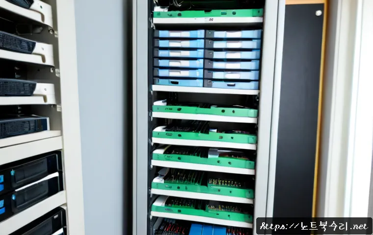 내손동 파일서버출장방문수리점 - Photorealistic on-site file server repair in a compact apartment-office in Naeson-dong, skilled tech...