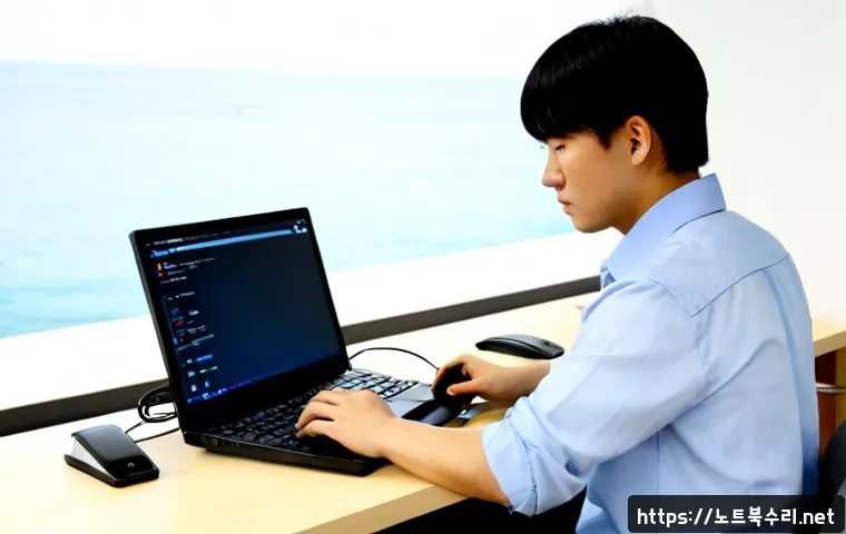 민락동 부트캠프설치 - Photorealistic remote-support workstation in a bright modern apartment near a quiet coastal Korean n...