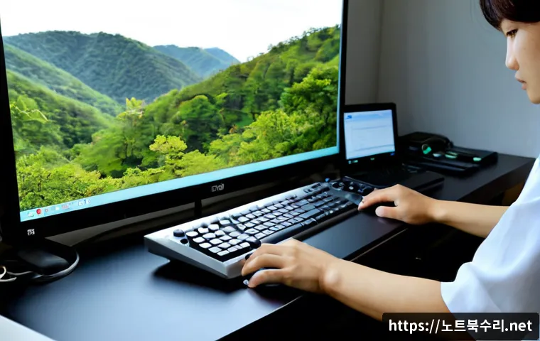 삼각산동 운영체제 os 재설치 포맷 초기화 - Photorealistic remote-support workstation in a compact apartment near a wooded hillside, desktop mon...