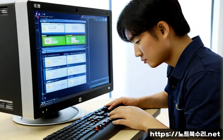 양성면 STATUS_KERNEL_DEVICE_ERROR - Photorealistic remote IT support workstation in a quiet Yangseong-myeon industrial office, engineer ...