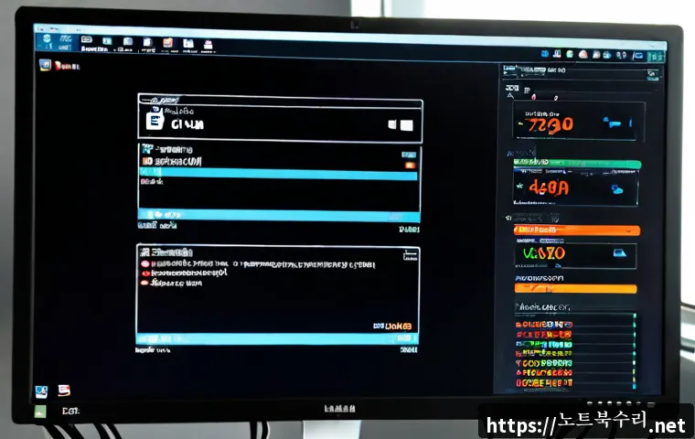 오곡동 BOOTMGR is Compressed - Photorealistic IT support workstation in Ogok-dong, a desktop monitor showing a dark startup recover...