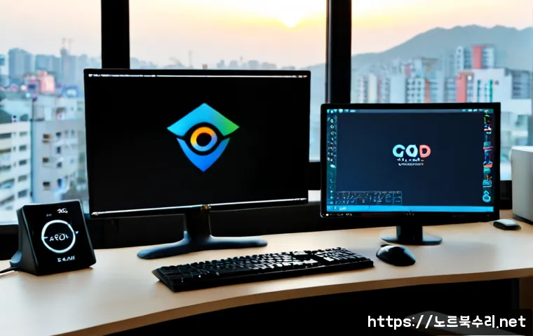 와동동 STATUS_NETWORK_ACCESS_DENIED - Photorealistic remote-support workstation in a modest Korean apartment office, dual monitors display...