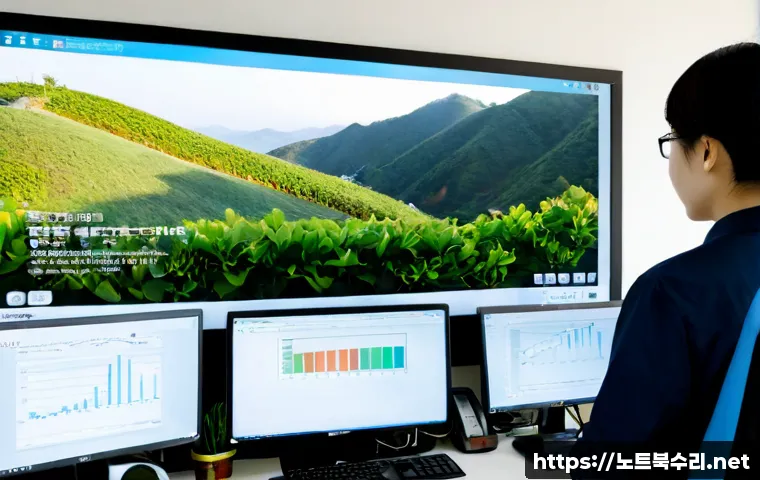 회덕동 STATUS_INSUFFICIENT_RESOURCES - Photorealistic remote IT support workstation in a compact Korean neighborhood office, dual monitors ...