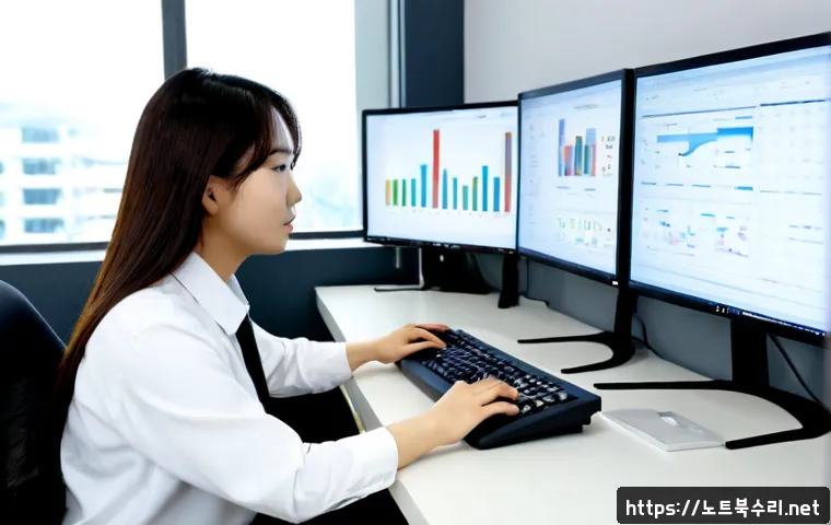 서구 INVALID_KERNEL_HANDLE - Photorealistic IT support workstation in a modern Seo-gu office district, desktop computer with a bl...