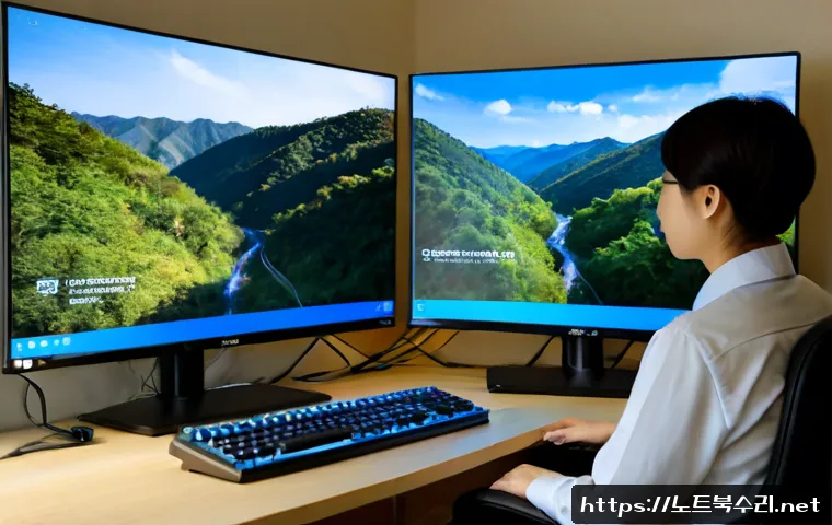광적면 CRITICAL_PROCESS_DIED - Photorealistic remote support workstation in a quiet semi-rural Korean office, dual monitors showing...