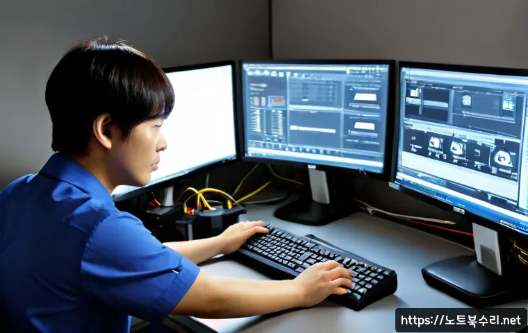 유동 STATUS_KERNEL_POWER_FAILURE - Photorealistic IT support workstation, desktop computer abruptly powered off during a complex 3D CAD...