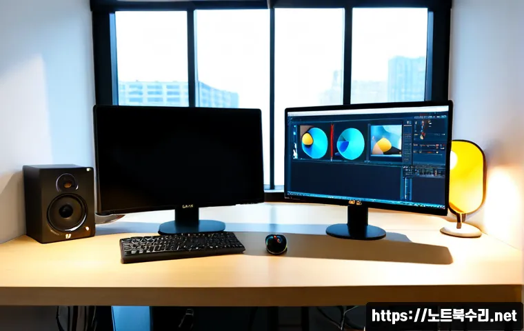 동교동 CRITICAL_OBJECT_TERMINATION - Photorealistic remote-support workstation in a compact Donggyo-dong studio office, dual monitors dis...
