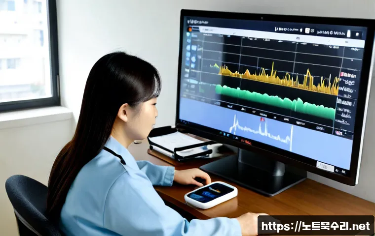 용종동 USER_MODE_HEALTH_MONITOR - Photorealistic remote health monitoring workstation in a compact apartment near a quiet Korean resid...