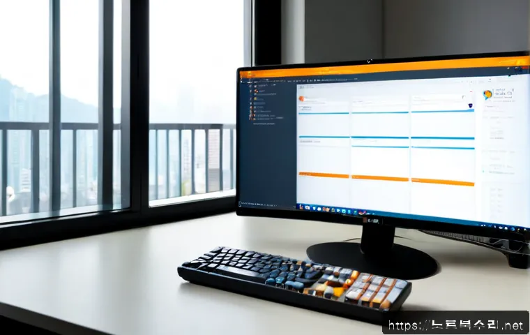 녹번동 linux재설치 포맷 초기화 - Photorealistic remote-support workstation, technician reinstalling Linux on a clean desktop PC, dual...