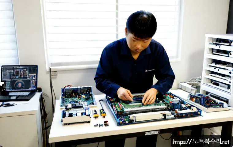 입북동 아이맥 판매 및 수리 - Photorealistic premium all-in-one desktop repair bench in a quiet Ip-buk-dong electronics workshop, ...