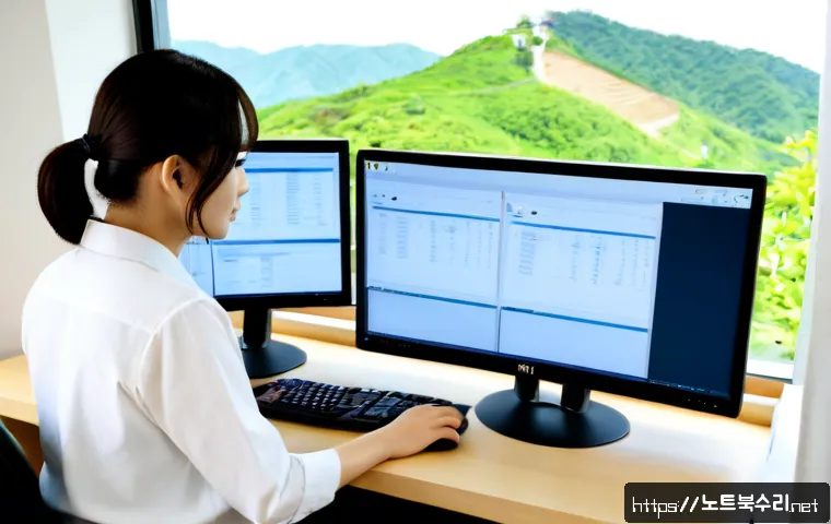 양서면 SESSION_HAS_NO_PAGEFILE - Photorealistic remote-support workstation in a quiet Yangseo-myeon home office, dual monitors showin...
