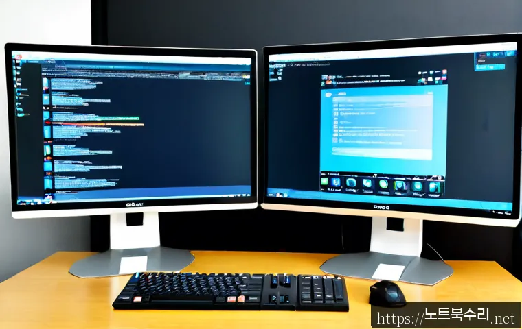 평택시 STATUS_DISK_READ_FAILURE - Photorealistic IT support workstation in a modern Pyeongtaek industrial office, dual monitors showin...