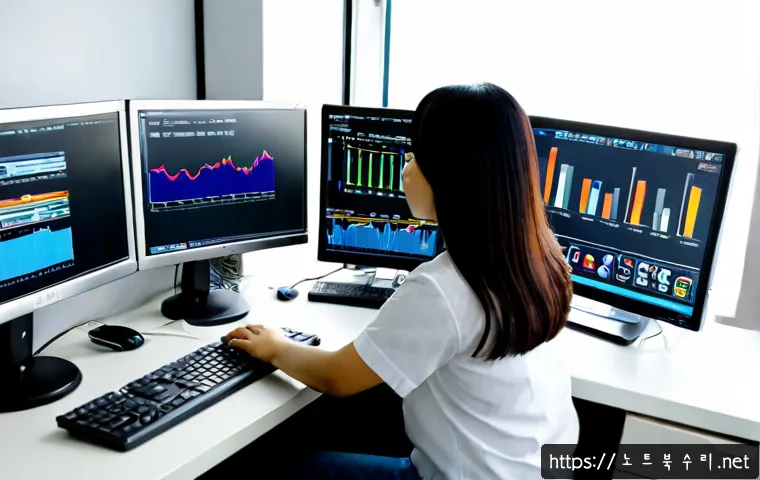 와동 STATUS_KERNEL_RESOURCE_ERROR - Photorealistic IT support workstation in a compact Korean office near Wadong, dual monitors showing ...