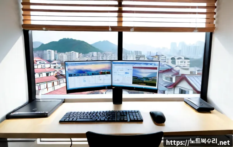 중곡동 STATUS_FLOAT_OVERFLOW - Photorealistic IT support workstation in a compact apartment office, ultrawide monitor showing a cle...