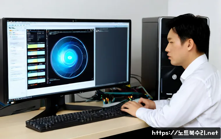 중부면 NTLDR is compressed - Photorealistic IT support workstation in a quiet regional office, desktop monitor showing a clean ab...