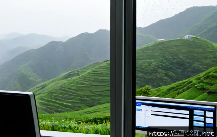 청학동 PFN_LIST_CORRUPT - Photorealistic IT support workstation in Cheonghak-dong, dual monitors showing a file management int...