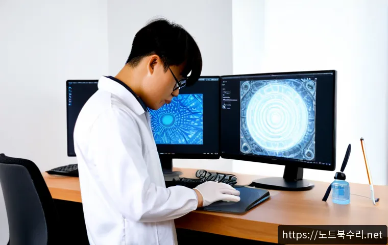 양재동 악성코드 바이러스 - Photorealistic cybersecurity technician disinfecting a compromised desktop workstation in a modern Y...
