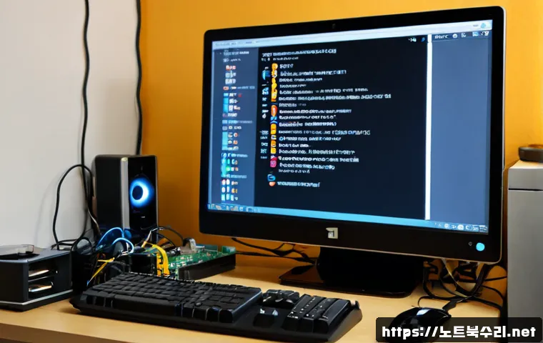 가정동 BOOTMGR is Compressed - Photorealistic home-office computer repair scene in a Gajeong-dong apartment, desktop monitor showin...