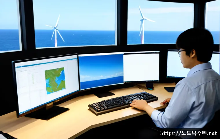 영흥면 STATUS_INVALID_PARAMETER - Photorealistic remote-support workstation in a quiet coastal island office, technician reviewing a c...