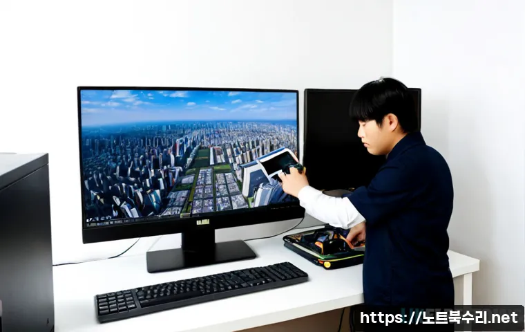 두곡동 워크스테이션출장방문수리점 - Photorealistic on-site workstation repair in a quiet Dugok-dong apartment home office, technician ca...