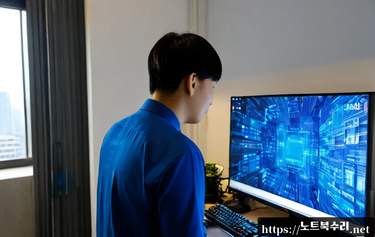 월송동 ACPI_BIOS_ERROR - Photorealistic IT support workspace in a compact Wolsong-dong apartment office, desktop tower opened...