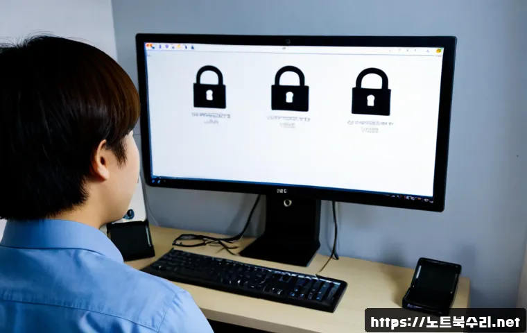 광정동 STATUS_MODULE_ACCESS_DENIED - Photorealistic IT support workstation in a compact apartment office, dual monitors showing a blank s...