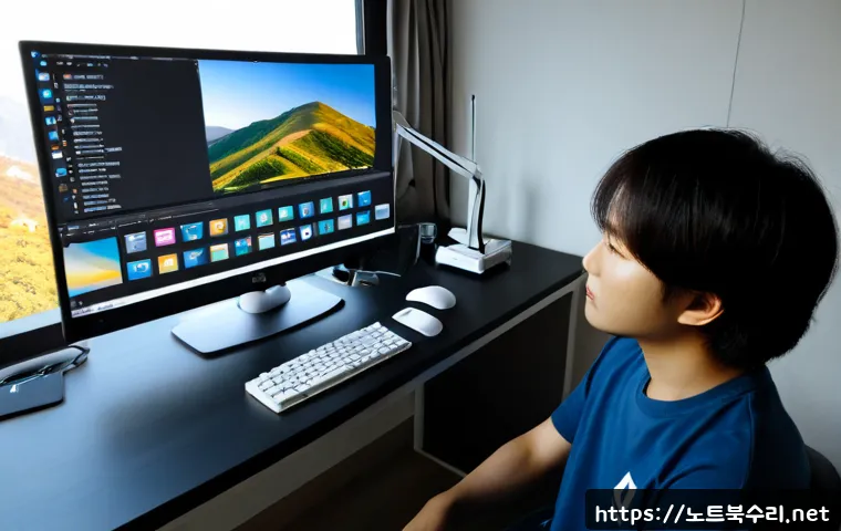 원신동 SESSION_HAS_NO_PAGEFILE - Photorealistic remote-support workstation in a compact Korean apartment, desktop monitor displaying ...