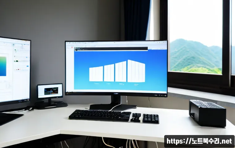 분당동 부트캠프설치 - Photorealistic IT workstation in a modern Bundang-dong apartment study, technician installing a dual...