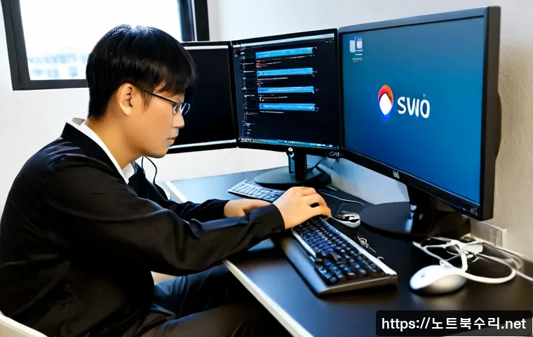 세류동 linux재설치 포맷 초기화 - Photorealistic remote IT support workstation in a compact Suwon apartment office, technician reinsta...