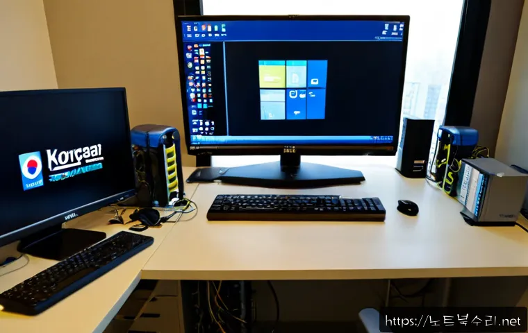 김량장동 컴퓨터업그레이드 - Photorealistic computer upgrade workstation in a compact Yongin residential office, technician insta...