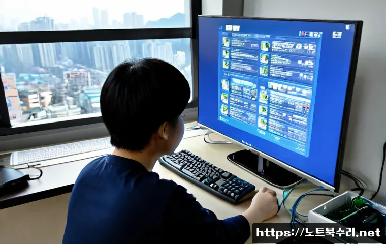 풍덕천 ACPI_BIOS_ERROR - Photorealistic IT support workstation in Pungdeokcheon, modern desktop PC halted on a plain blue err...