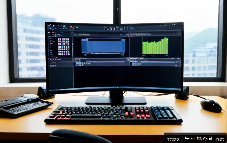 송죽동 STATUS_MODULE_ACCESS_DENIED - Photorealistic remote-support workstation in a quiet Songjuk-dong apartment office, dual monitors sh...