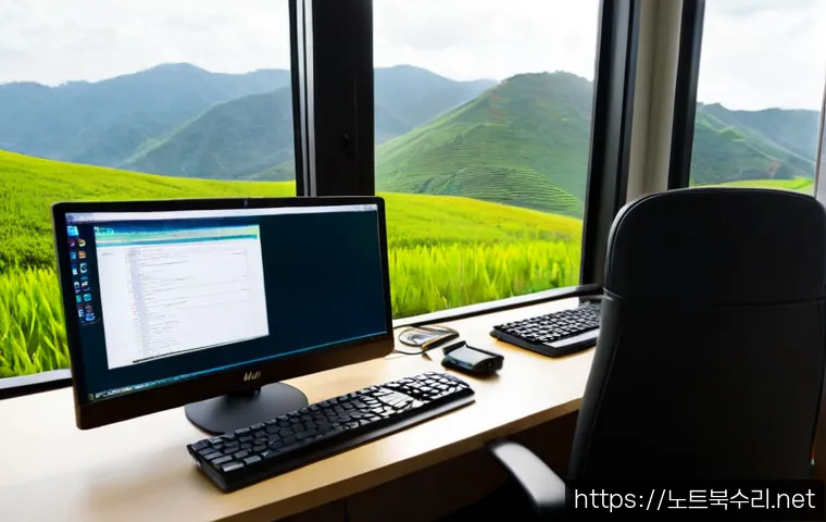 옥천면 linux재설치 포맷  초기화 - Photorealistic IT technician reinstalling Linux on a compact desktop workstation in a quiet rural co...