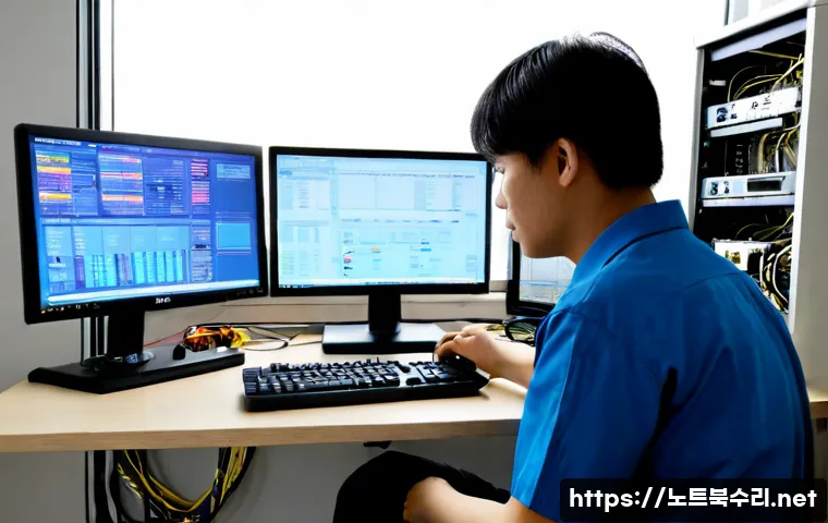 도창동 INVALID_KERNEL_HANDLE - Photorealistic remote IT support workstation in a quiet suburban apartment near a low-rise industria...