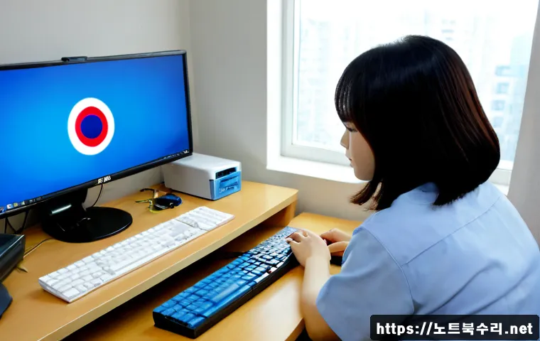 장수동 윈도우8 windows8 재설치 포맷  초기화 - Photorealistic computer repair workstation in a compact Jangsu-dong apartment office, technician rei...