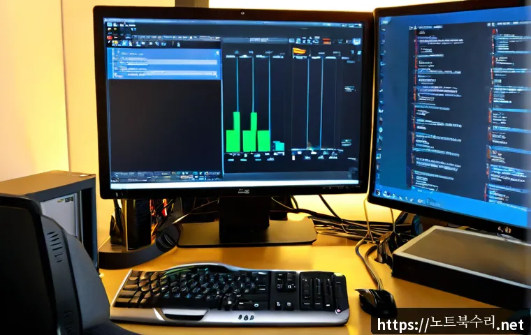 원곡동 all boot options are tried - Photorealistic IT support workstation in a compact Wongok-dong office, desktop monitor showing a gen...