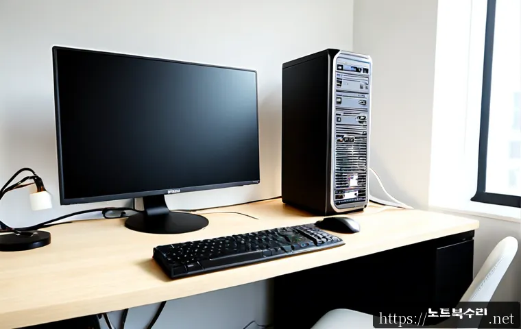 박촌동 조립컴퓨터 pc 출장판매설치 - Photorealistic on-site desktop computer installation in a compact apartment workspace, technician co...