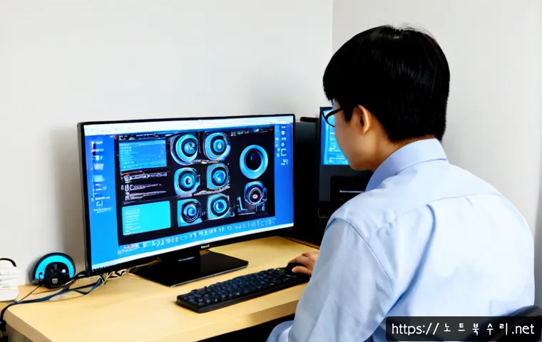지영동 DRIVER_VERIFIER_DETECTED_VIOLATION - Photorealistic IT support workstation in a compact Jiyeong-dong apartment office, dual monitors show...