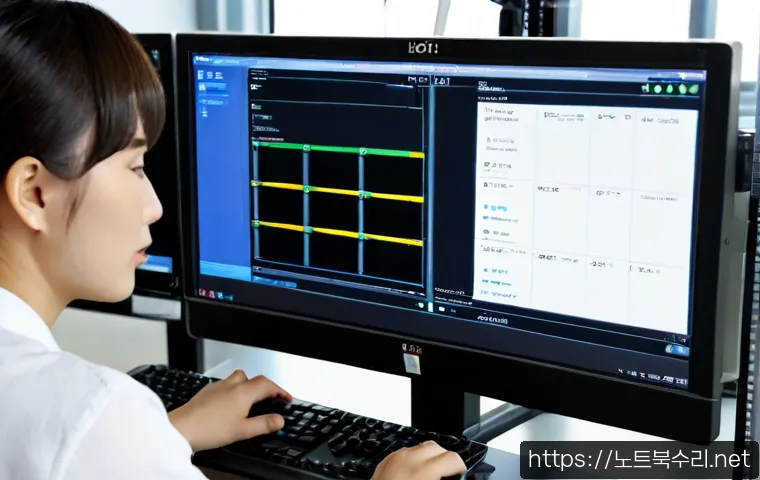 구로구 신호없음 - Photorealistic IT support workstation in a modern Guro industrial office, desktop monitor showing a ...