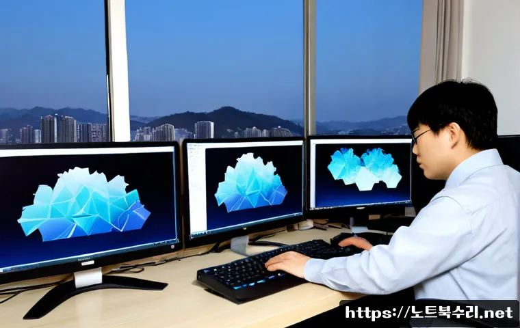 성북구 CRITICAL_OBJECT_TERMINATION - Photorealistic IT support workstation in a quiet hillside office district, dual monitors showing a f...