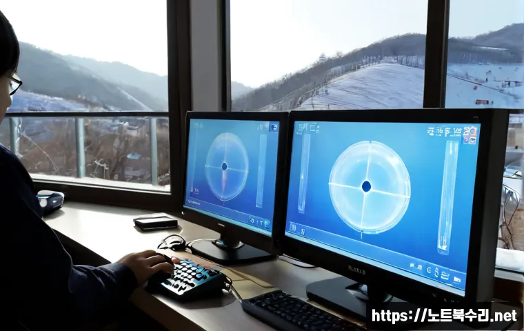 우만동 STATUS_KERNEL_APC_PENDING - Photorealistic remote-support workstation in a quiet Suwon apartment, dual monitors showing a frozen...
