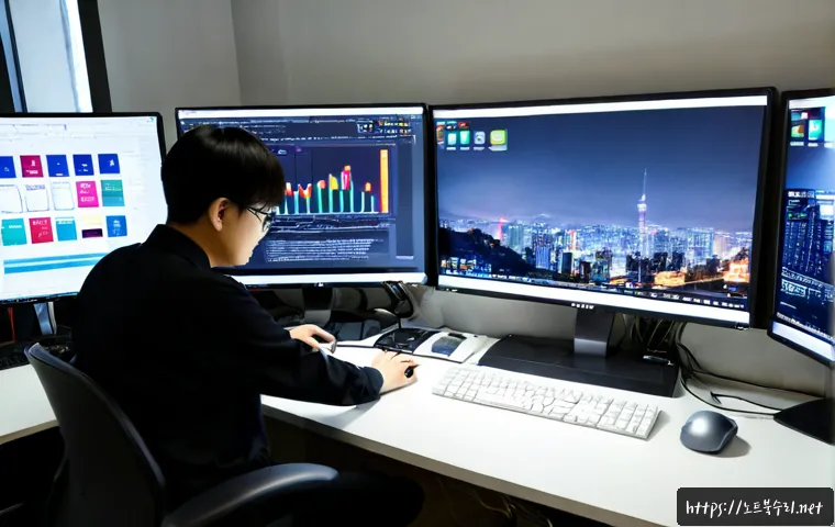 둔전동 HARDWARE_INTERRUPT_STORM - Photorealistic IT support workstation in a compact Dunjjeon-dong office, desktop tower opened beside...