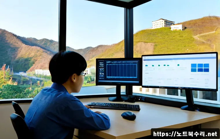 홍지동 STATUS_SESSION_TIMEOUT - Photorealistic remote-support workstation in a quiet hillside residential district, IT specialist re...